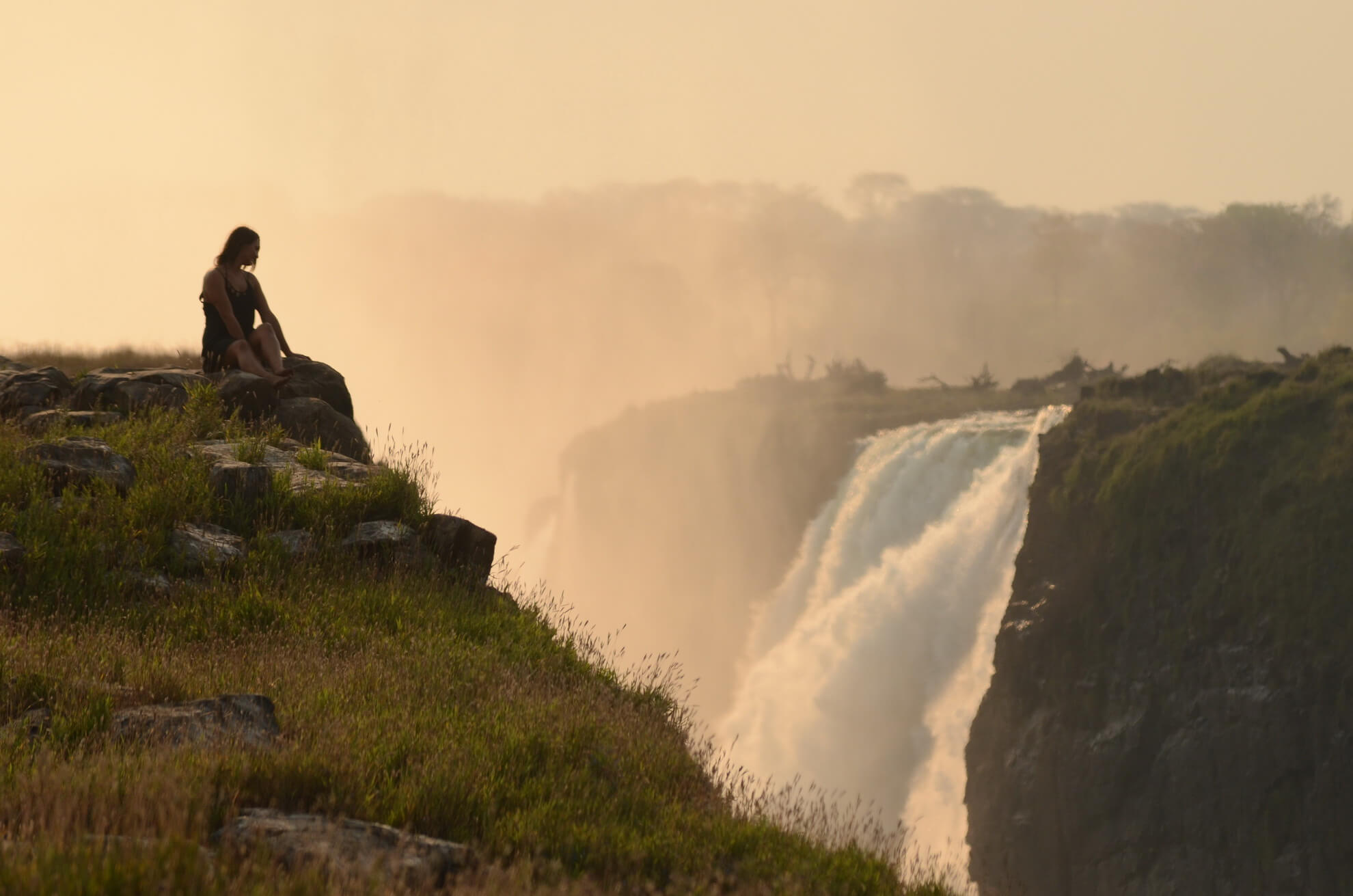 Dawn mist rising over Victoria Falls